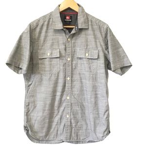 QuikSilver Grey Cotton Short Sleeves Pockets ButtonShirt M. Made in India